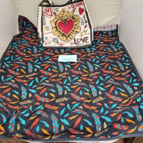 Brighton Queen of Love Canvas Tote & David Textiles Feather Pattern Fabric Quilt - Image 1