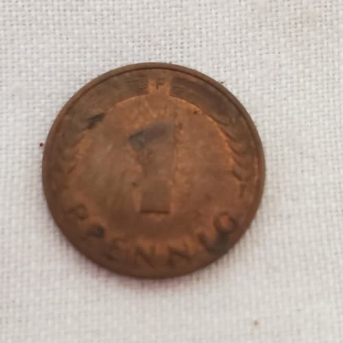 Vintage 1949 West Germany 1 Pfennig Coin Bronze Cartwheel Luster - Thumbnail 2