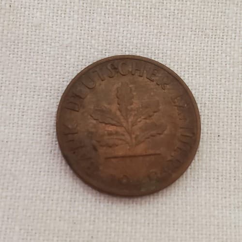 Vintage 1949 West Germany 1 Pfennig Coin Bronze Cartwheel Luster - Thumbnail 3