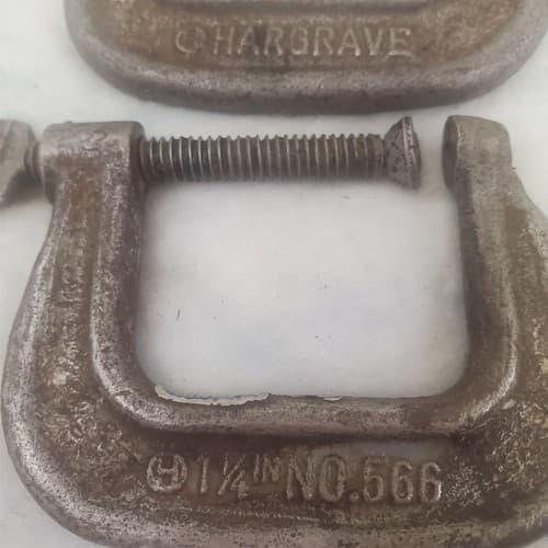 Lot of 6 Hargrave 1 1/4 Heavy Duty Metal C-Clamps Hand Tools LOT-698 - Thumbnail 4