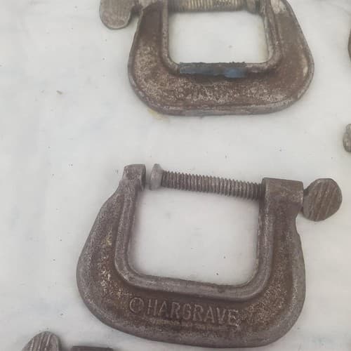 Lot of 6 Hargrave 1 1/4 Heavy Duty Metal C-Clamps Hand Tools LOT-698 - Thumbnail 5