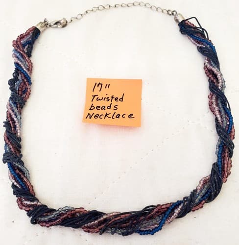 17" Multi-Strand Twisted Beads Necklace - Thumbnail 2