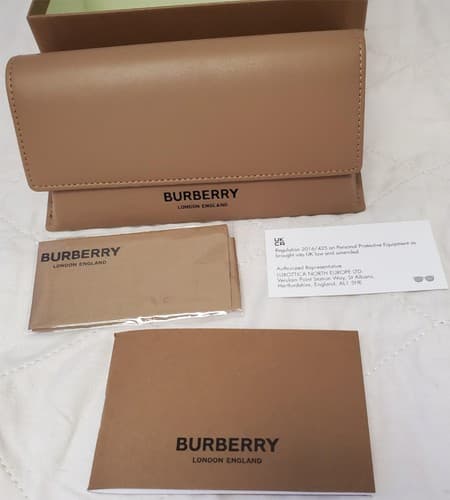 Burberry Brown Leather Sunglasses Case with Microfiber Cloth - Thumbnail 3