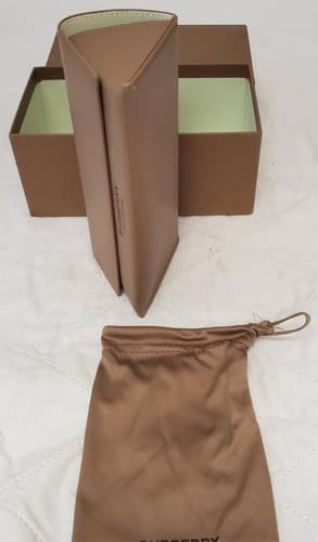 Burberry Brown Leather Sunglasses Case with Microfiber Cloth - Thumbnail 6