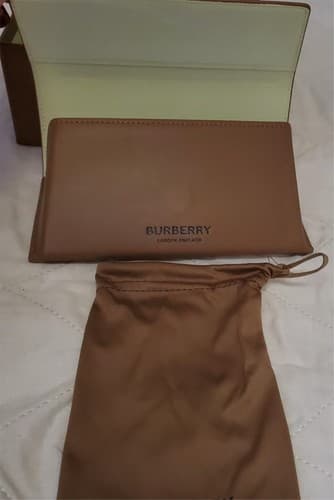 Burberry Brown Leather Sunglasses Case with Microfiber Cloth - Thumbnail 5