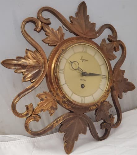 Vintage Syroco 8-Day Wall Clock Ornate Gold Mid-Century Baroque Style USA - Thumbnail 2