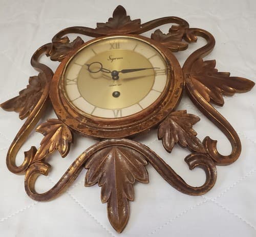 Vintage Syroco 8-Day Wall Clock Ornate Gold Mid-Century Baroque Style USA - Thumbnail 5