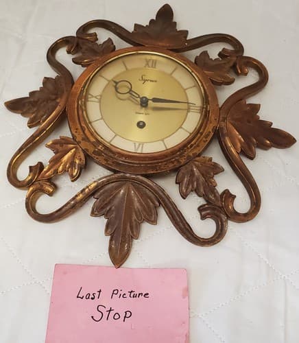 Vintage Syroco 8-Day Wall Clock Ornate Gold Mid-Century Baroque Style USA - Thumbnail 7