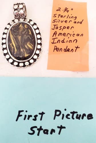 2 3/4" Sterling Silver and Jasper American Indian Pendant