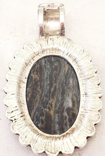 2 3/4" Sterling Silver and Jasper American Indian Pendant - Thumbnail 4