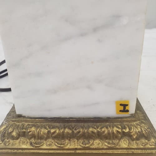 Vintage Regency White Marble Column Portable Table Lamp H - Thumbnail 2