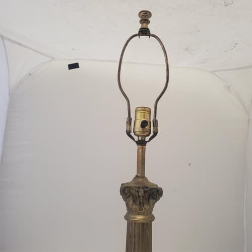 Vintage Regency White Marble Column Portable Table Lamp H - Thumbnail 5