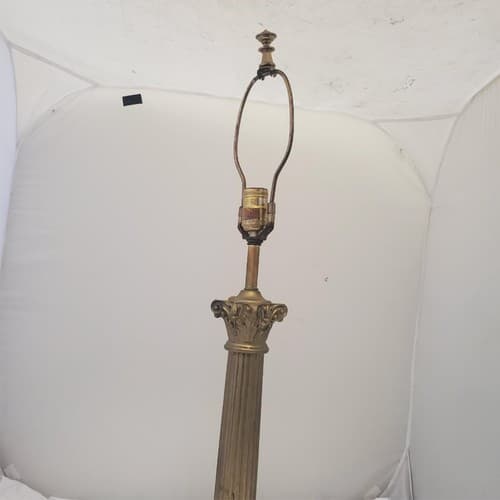 Vintage Regency White Marble Column Portable Table Lamp H - Thumbnail 7