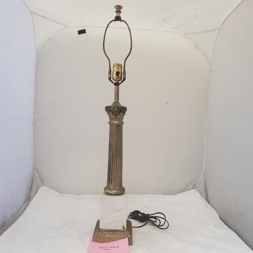Vintage Regency White Marble Column Portable Table Lamp H - Thumbnail 9