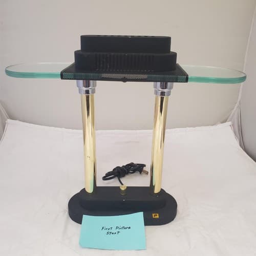 Vintage Portable Brass and Black Halogen Desk Lamp P - Image 1