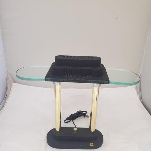 Vintage Portable Brass and Black Halogen Desk Lamp P - Thumbnail 3