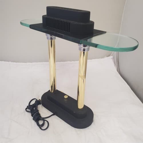 Vintage Portable Brass and Black Halogen Desk Lamp P - Thumbnail 4