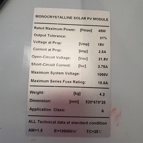 45W Monocrystalline Solar Panel Pv Module - Thumbnail 4
