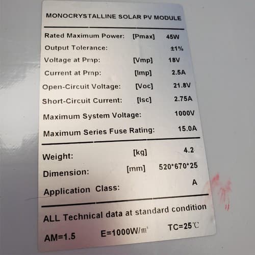 45W Monocrystalline Solar Panel Pv Module - Thumbnail 8