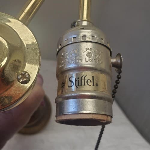 Vintage Brass Double Socket Stiffel Portable Table Lamp D - Thumbnail 5