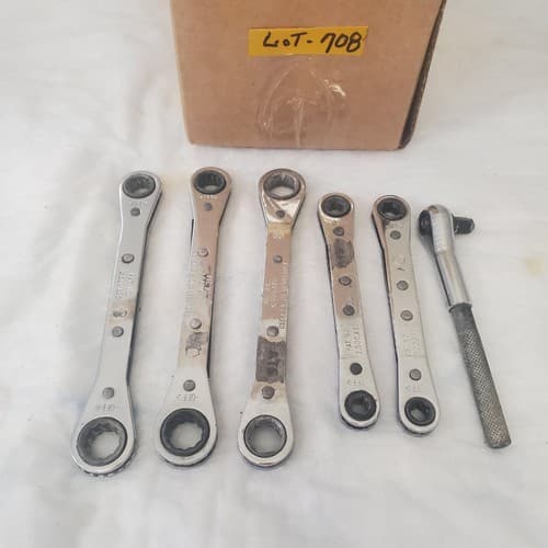 Lot of 6 Double Box End Ratcheting Wrench LOT-708 - Thumbnail 4