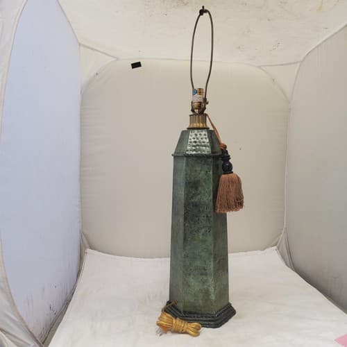 Vintage Brass Octagonal Canister Table Lamp A3 - Thumbnail 5