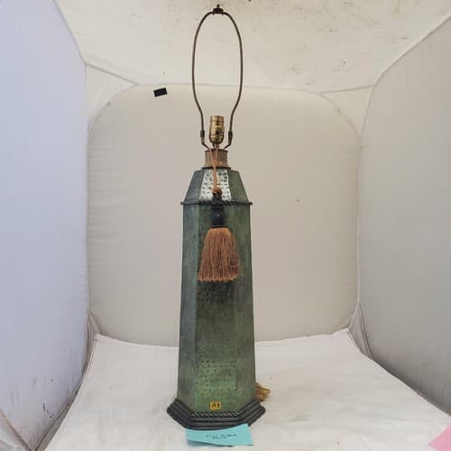Vintage Brass Octagonal Canister Table Lamp A3 - Image 1