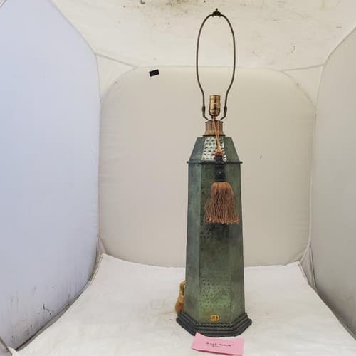 Vintage Brass Octagonal Canister Table Lamp A3 - Thumbnail 6