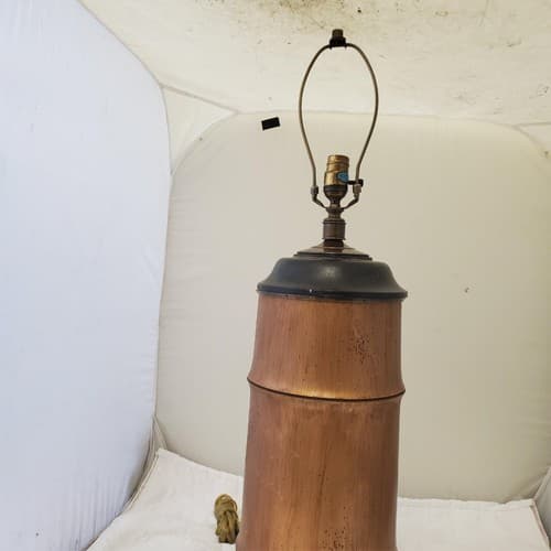 Vintage Brass & Wooden Table Lamp A5 - Thumbnail 2