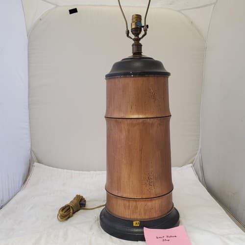 Vintage Brass & Wooden Table Lamp A5 - Thumbnail 7