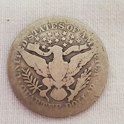 1904 O Barber Quarter Dollar US .900 Silver 25 Cent Coin New Orleans Mint - Thumbnail 3