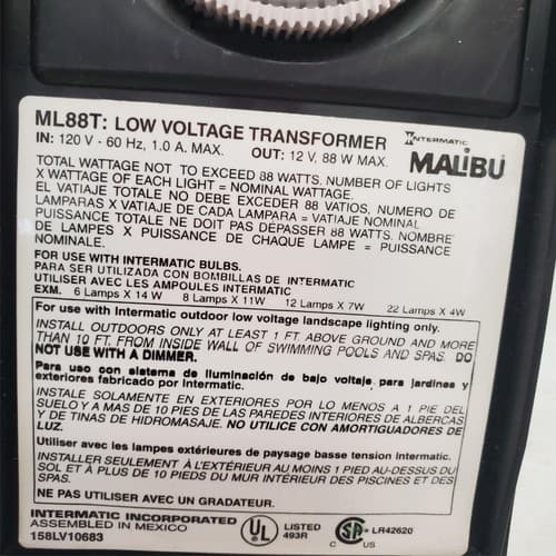 Intermatic Malibu ML88T Landscape 12 Volt, 88W Transformer - Thumbnail 8