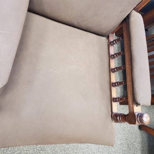 Vintage Antique Ornately Carved Wood Framed Fabric Victorian Throne Armchair - Thumbnail 5