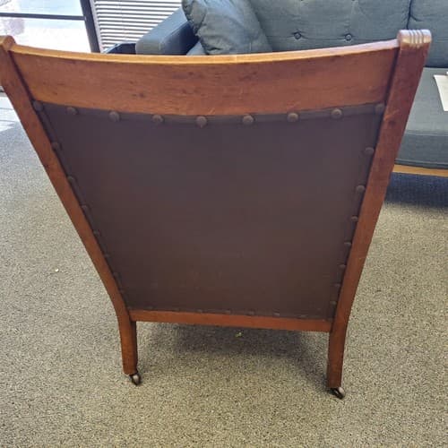 Vintage Antique Ornately Carved Wood Framed Fabric Victorian Throne Armchair - Thumbnail 8