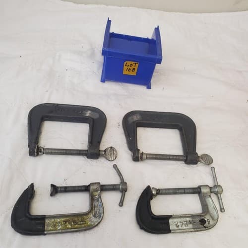 Lot of 4 Vintage Metal Adjustable C-Clamps LOT -168 - Thumbnail 4