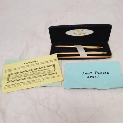 Centennial Gold-Tone Pen & Mechanical Pencil Set in Black Velvet Case - Image 1
