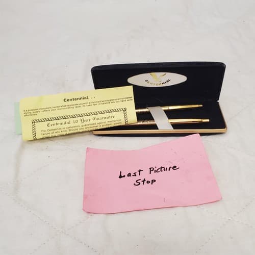 Centennial Gold-Tone Pen & Mechanical Pencil Set in Black Velvet Case - Thumbnail 5