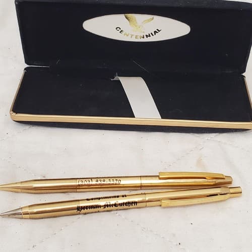 Centennial Gold-Tone Pen & Mechanical Pencil Set in Black Velvet Case - Thumbnail 4