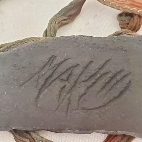 4" Vintage Signed Raku Pendant - Thumbnail 4