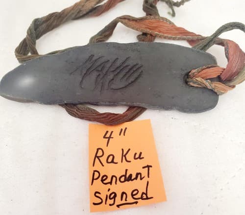 4" Vintage Signed Raku Pendant - Thumbnail 5
