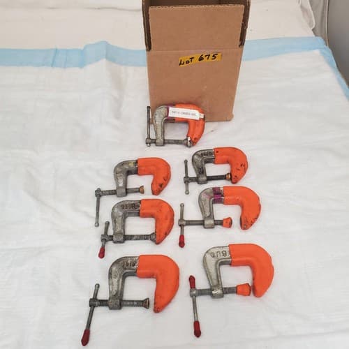 Lot of 7 Iron Frame Adjustable C-Clamp LOT-675 - Image 1