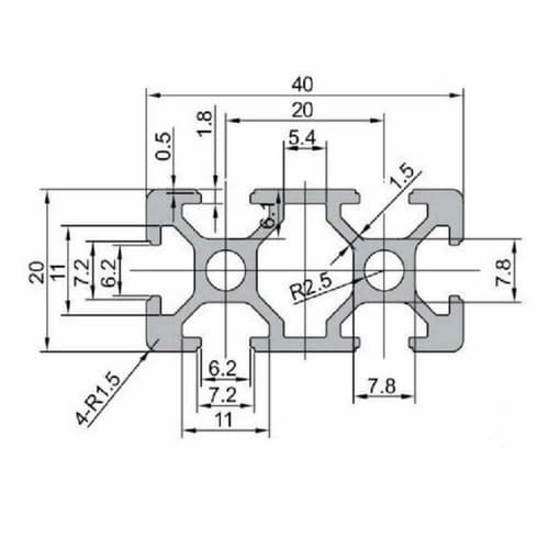 2040 European Standard Anodized Aluminum Extrusion Linear Rail 985 mm - Thumbnail 2