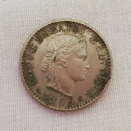 1969-B Swiss Twenty (20) Rappen Libertas Coin - Thumbnail 2
