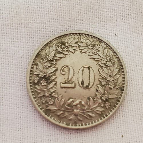 1969-B Swiss Twenty (20) Rappen Libertas Coin - Thumbnail 3
