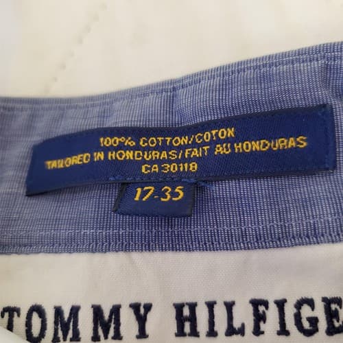 Tommy Hilfiger Shirt Mens 17-35 Blue Dress Button Up Long Sleeve - Thumbnail 5