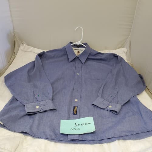 Tommy Hilfiger Shirt Mens 17-35 Blue Dress Button Up Long Sleeve - Image 1