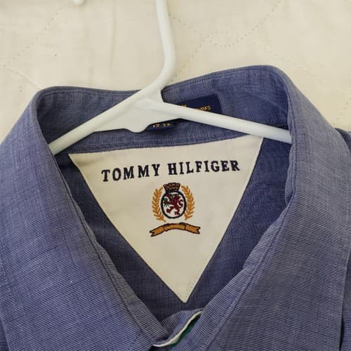 Tommy Hilfiger Shirt Mens 17-35 Blue Dress Button Up Long Sleeve - Thumbnail 4