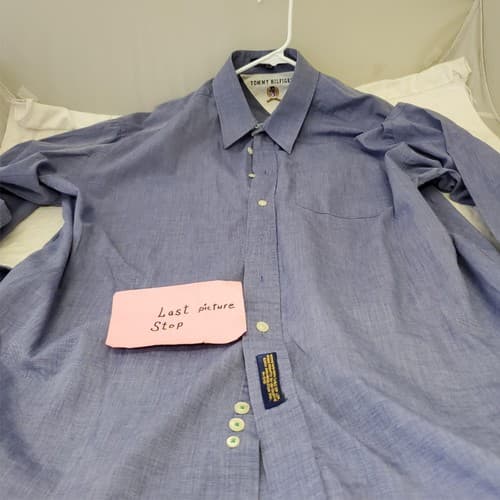 Tommy Hilfiger Shirt Mens 17-35 Blue Dress Button Up Long Sleeve - Thumbnail 8