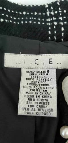 I.C.E. Blazer Woman's Long Sleeve Jacket Casual Coat White Black Size 8 - Thumbnail 2