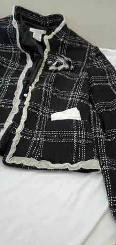 I.C.E. Blazer Woman's Long Sleeve Jacket Casual Coat White Black Size 8 - Thumbnail 4